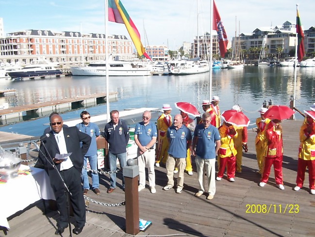 Jachtos AMBER SAIL sutikimas Keiptauno uoste